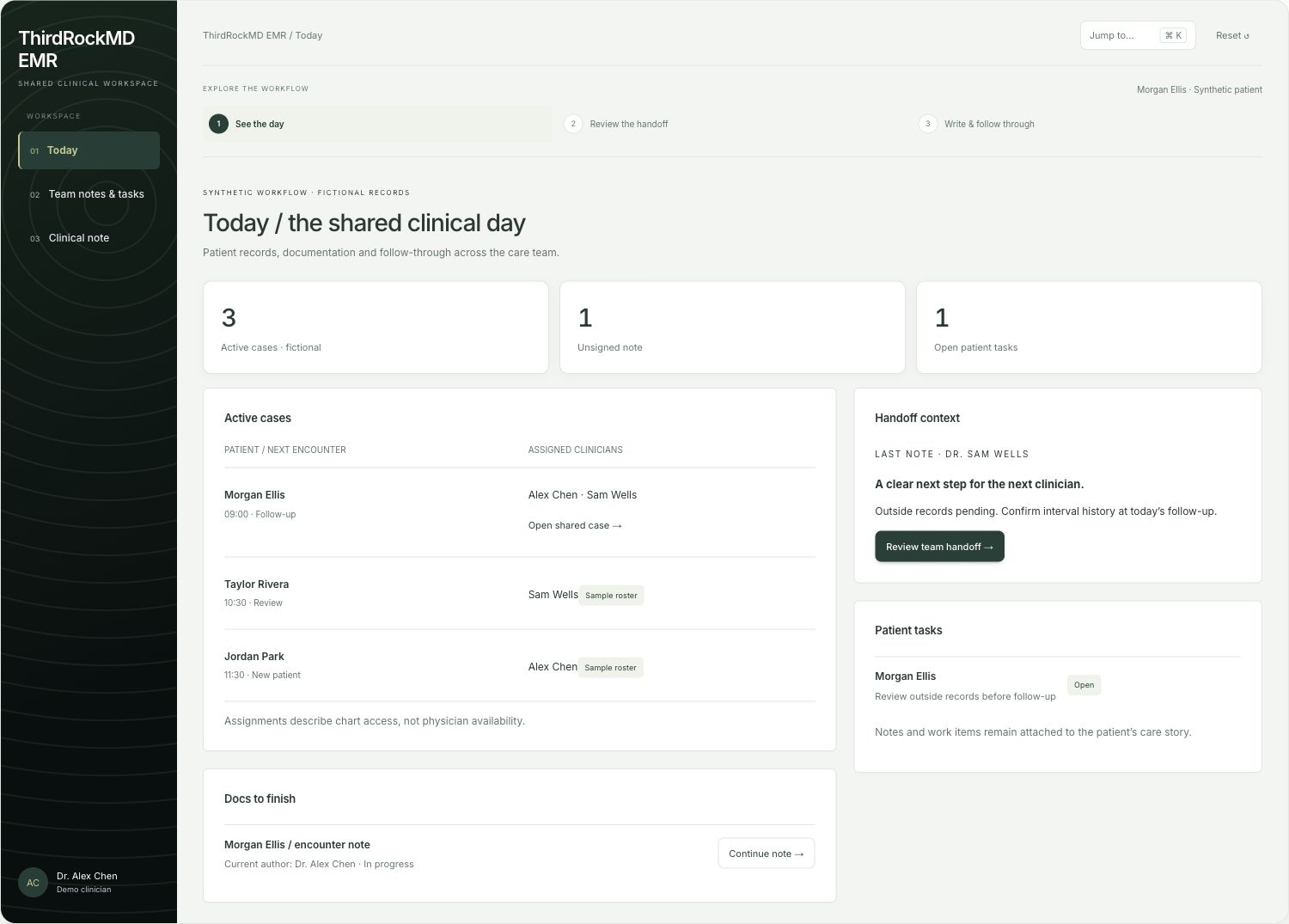 ThirdRockMD EMR synthetic demo screenshot